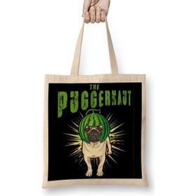 Baskı Dükkanı Pug Dog Puggernaut Life Funny Gift Bez Uzun Saplı Krem Rengi Çanta