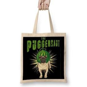 Baskı Dükkanı Pug Dog Puggernaut Life Funny Gift Bez Uzun Saplı Krem Rengi Çanta