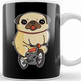 Baskı Dükkanı Pug Puppy Riding Bicycle Adorable Dog Bike Ride Kupa