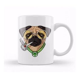 Baskı Dükkanı Pug Smoking Weed Köpek Kupa