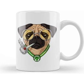 Baskı Dükkanı Pug Smoking Weed Köpek Kupa