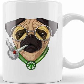 Baskı Dükkanı Pug Smoking Weed Köpek Kupa