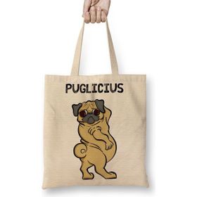 Baskı Dükkanı Puglicius Köpek Bez Uzun Saplı Krem Rengi Çanta