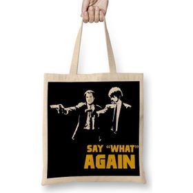 Baskı Dükkanı Pulp Fiction Black Bez Uzun Saplı Krem Rengi Çanta