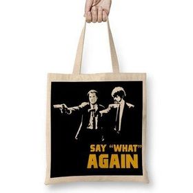 Baskı Dükkanı Pulp Fiction Black Bez Uzun Saplı Krem Rengi Çanta