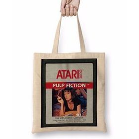Baskı Dükkanı Pulp Fiction Game Atari Bez Uzun Saplı Krem Rengi Çanta