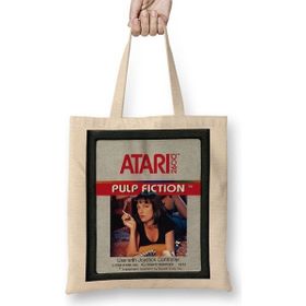 Baskı Dükkanı Pulp Fiction Game Atari Bez Uzun Saplı Krem Rengi Çanta