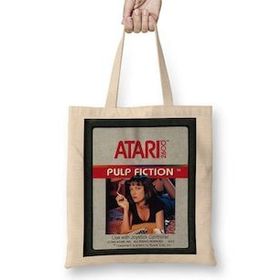 Baskı Dükkanı Pulp Fiction Game Atari Bez Uzun Saplı Krem Rengi Çanta