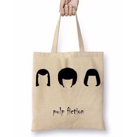 Baskı Dükkanı Pulp Fiction Jules Mia Vicent Bez Uzun Saplı Krem Rengi Çanta
