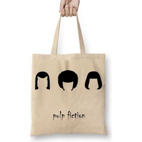 Baskı Dükkanı Pulp Fiction Jules Mia Vicent Bez Uzun Saplı Krem Rengi Çanta