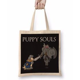 Baskı Dükkanı Puppy Souls Bez Uzun Saplı Krem Rengi Çanta