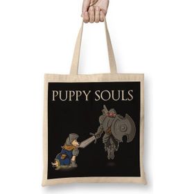 Baskı Dükkanı Puppy Souls Bez Uzun Saplı Krem Rengi Çanta