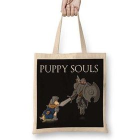 Baskı Dükkanı Puppy Souls Bez Uzun Saplı Krem Rengi Çanta
