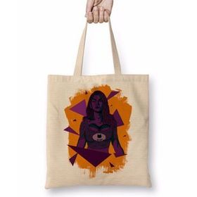 Baskı Dükkanı Purple Girl Bez Uzun Saplı Krem Rengi Çanta