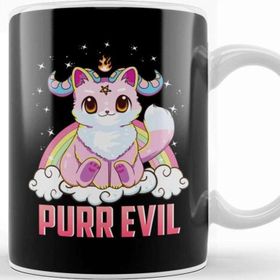 Baskı Dükkanı Purr Evil Satanic Cat Pun Pure Evil Goth Kitten Kupa