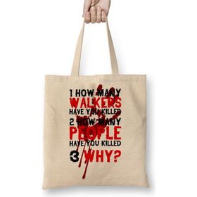 Baskı Dükkanı Quantos The Walking Dead Bez Uzun Saplı Krem Rengi Çanta
