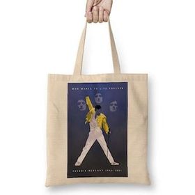 Baskı Dükkanı Queen Freddie Mercury 03 Bez Uzun Saplı Krem Rengi Çanta