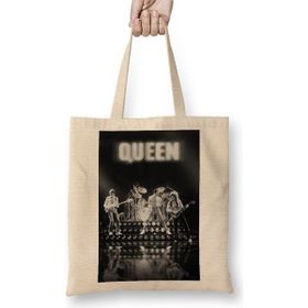 Baskı Dükkanı Queen Freddie Mercury 05 Bez Uzun Saplı Krem Rengi Çanta