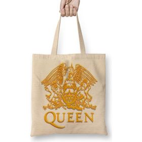 Baskı Dükkanı Queen Freddie Mercury Bez Uzun Saplı Krem Rengi Çanta