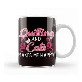 Baskı Dükkanı Quilling Cats Make Happy Hobby Craftsman Crafting Kitten Art Kupa