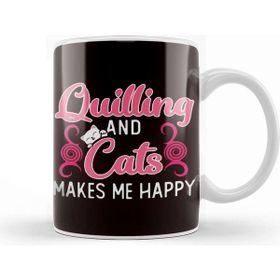 Baskı Dükkanı Quilling Cats Make Happy Hobby Craftsman Crafting Kitten Art Kupa