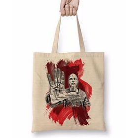 Baskı Dükkanı Ragnar Vickings Ragnar Lodbrok Bez Uzun Saplı Krem Rengi Çanta