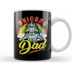 Baskı Dükkanı Rainbow Paint Splatter Unicorn Dad Awesome Fathers Kupa