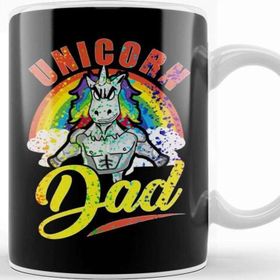 Baskı Dükkanı Rainbow Paint Splatter Unicorn Dad Awesome Fathers Kupa