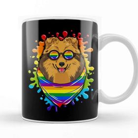 Baskı Dükkanı Rainbow Pride Painted Shetland Sheepdog Dog Kupa