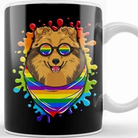 Baskı Dükkanı Rainbow Pride Painted Shetland Sheepdog Dog Kupa