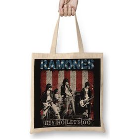 Baskı Dükkanı Ramones 03 Bez Uzun Saplı Krem Rengi Çanta
