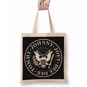Baskı Dükkanı Ramones 2 Bez Uzun Saplı Krem Rengi Çanta