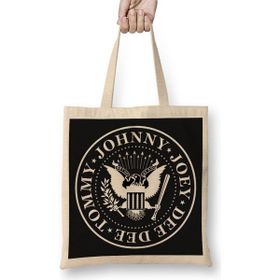 Baskı Dükkanı Ramones 2 Bez Uzun Saplı Krem Rengi Çanta