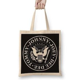 Baskı Dükkanı Ramones 2 Bez Uzun Saplı Krem Rengi Çanta