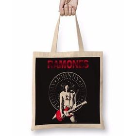 Baskı Dükkanı Ramones 3 Bez Uzun Saplı Krem Rengi Çanta
