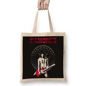Baskı Dükkanı Ramones 3 Bez Uzun Saplı Krem Rengi Çanta