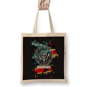 Baskı Dükkanı Ramones 4 Bez Uzun Saplı Krem Rengi Çanta