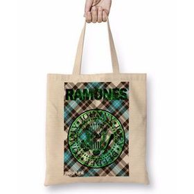 Baskı Dükkanı Ramones Verde By Neopunk Bez Uzun Saplı Krem Rengi Çanta
