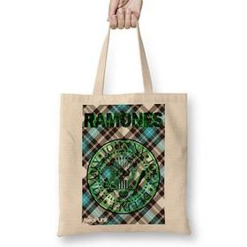 Baskı Dükkanı Ramones Verde By Neopunk Bez Uzun Saplı Krem Rengi Çanta