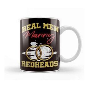 Baskı Dükkanı Real Men Marry Redheads Wedding Groom Bride Ginger Wife Porselen 330 ml Beyaz Kupa Bardak