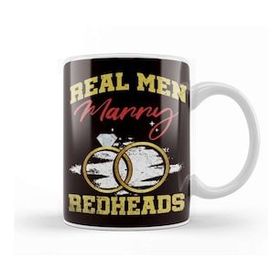 Baskı Dükkanı Real Men Marry Redheads Wedding Groom Bride Ginger Wife Porselen 330 ml Beyaz Kupa Bardak