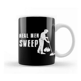 Baskı Dükkanı Real Men Sweep Curling Player Team Crew Broom Sweeping Porselen 330 ml Beyaz Kupa Bardak