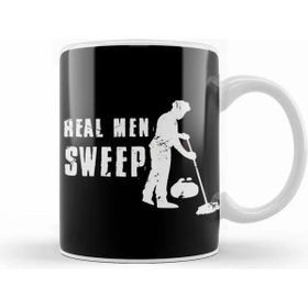 Baskı Dükkanı Real Men Sweep Curling Player Team Crew Broom Sweeping Porselen 330 ml Beyaz Kupa Bardak