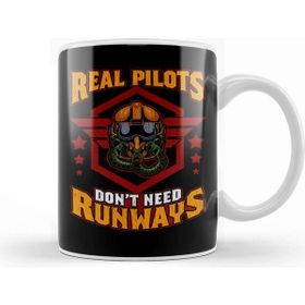 Baskı Dükkanı Real Pilots Don't Need Runways Helicopter Pilot Kupa Bardak
