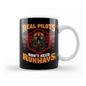 Baskı Dükkanı Real Pilots Don't Need Runways Helicopter Pilot Kupa Bardak