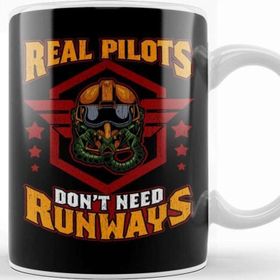 Baskı Dükkanı Real Pilots Don't Need Runways Helicopter Pilot Kupa Bardak
