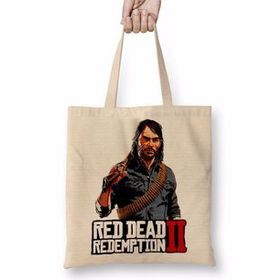 Baskı Dükkanı Red Dead Redemptıon 2 Abıgaıl Jack Marston Bez Uzun Saplı Krem Rengi Çanta