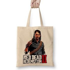 Baskı Dükkanı Red Dead Redemptıon 2 Abıgaıl Jack Marston Bez Uzun Saplı Krem Rengi Çanta