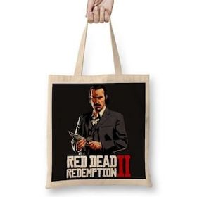 Baskı Dükkanı Red Dead Redemption 2 Dutch Bez Uzun Saplı Krem Rengi Çanta