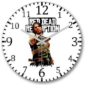 Baskı Dükkanı Red Dead Redemption Bombeli Gerçek Cam Duvar Saati